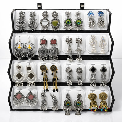 Premium Oxidized Jhumka Earrings Box – 16 Pair Combo Set